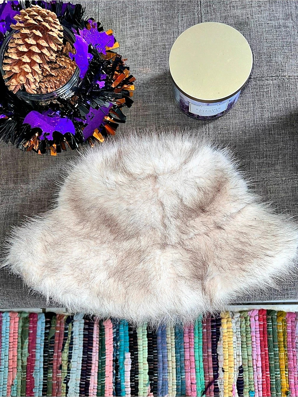 Zara Faux Fur Hat in Cream & Brown Like New